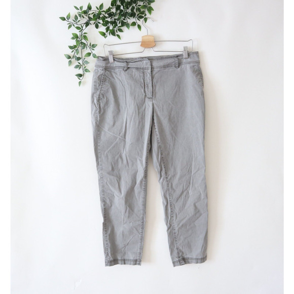 Eileen Fisher Gray Cotton Tencel Blend Cropped Pants Size 8 - Picture 1 of 5